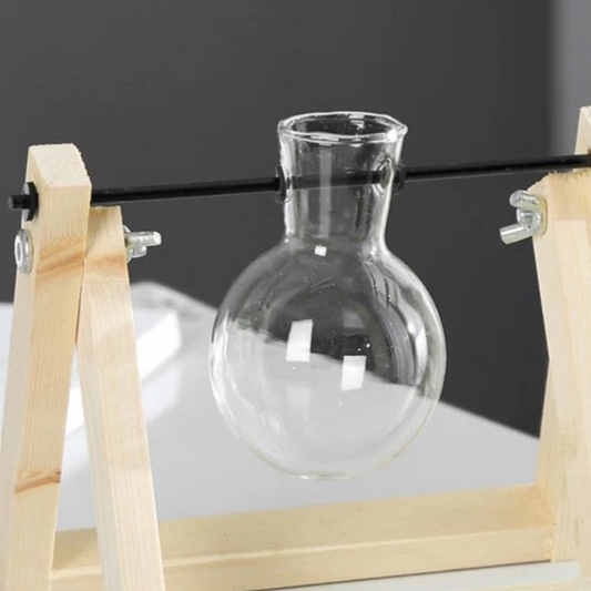 Glass Vase With Wooden Stand