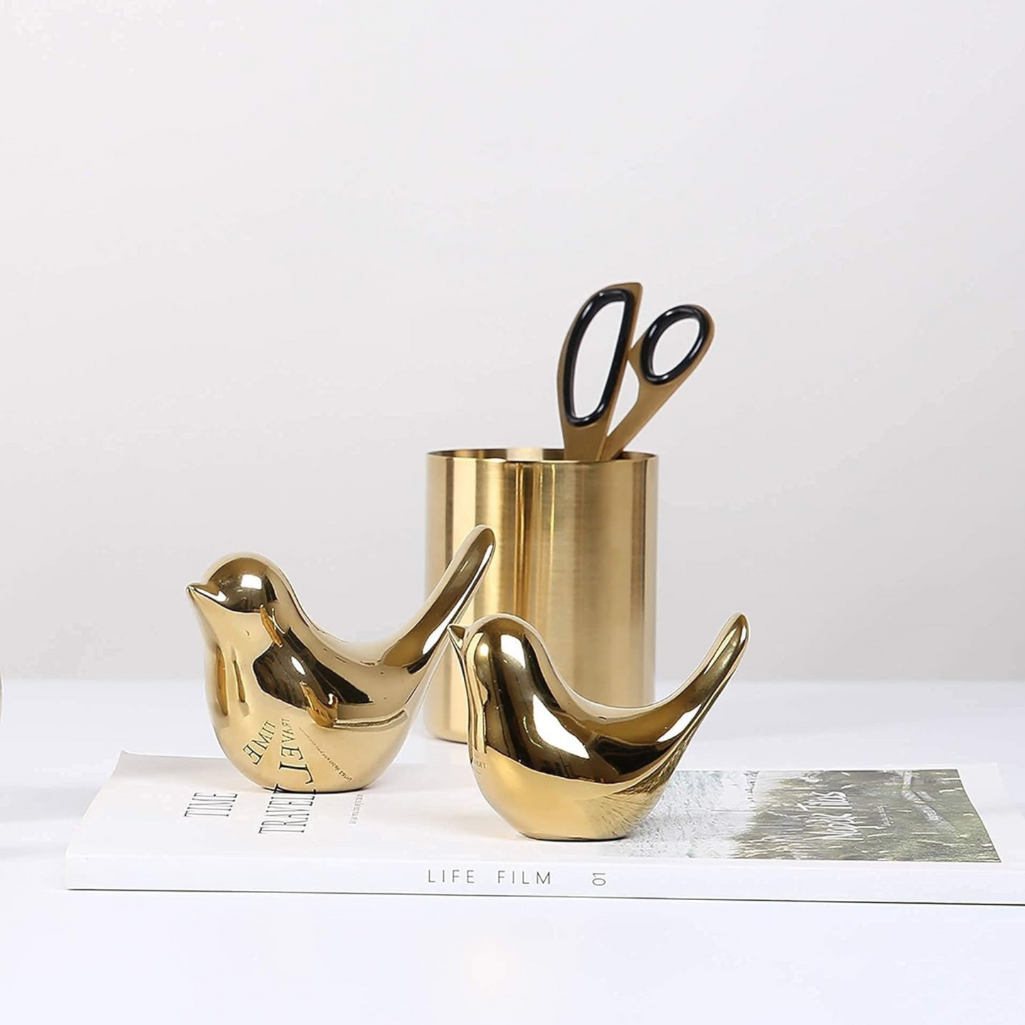 Home Decor Small Birds Statues Gold