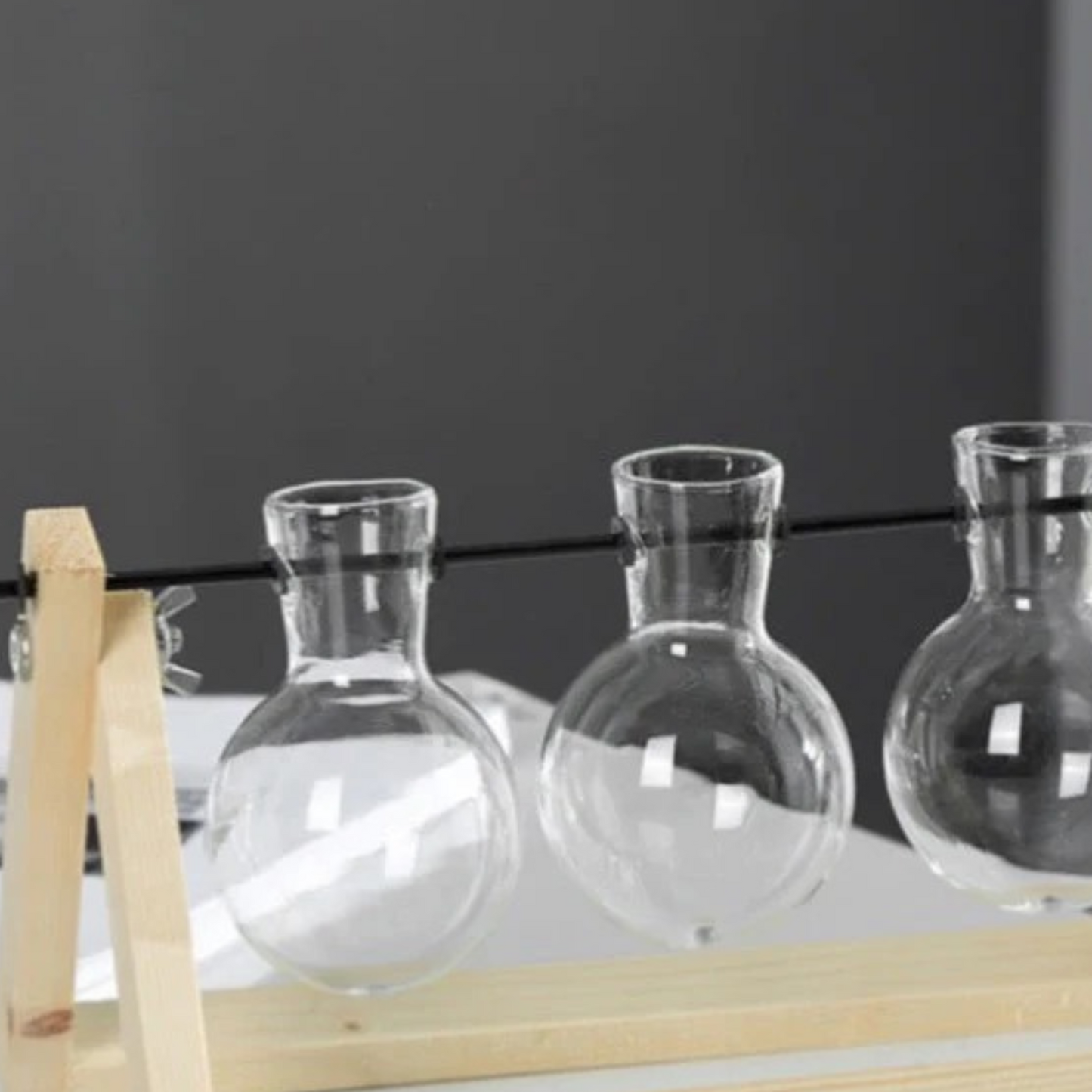 Glass Vase With Wooden Stand