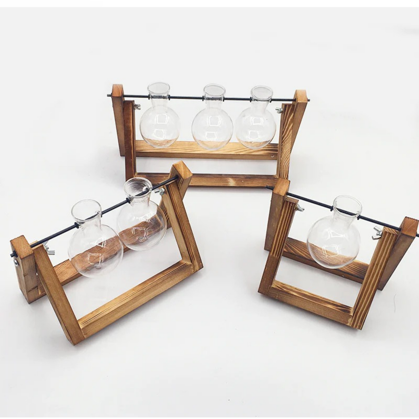 Glass Vase With Wooden Stand